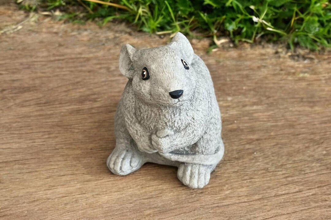Grey Mouse Small Concrete Figure | Realistic Stone Mouse Statue 6 ...