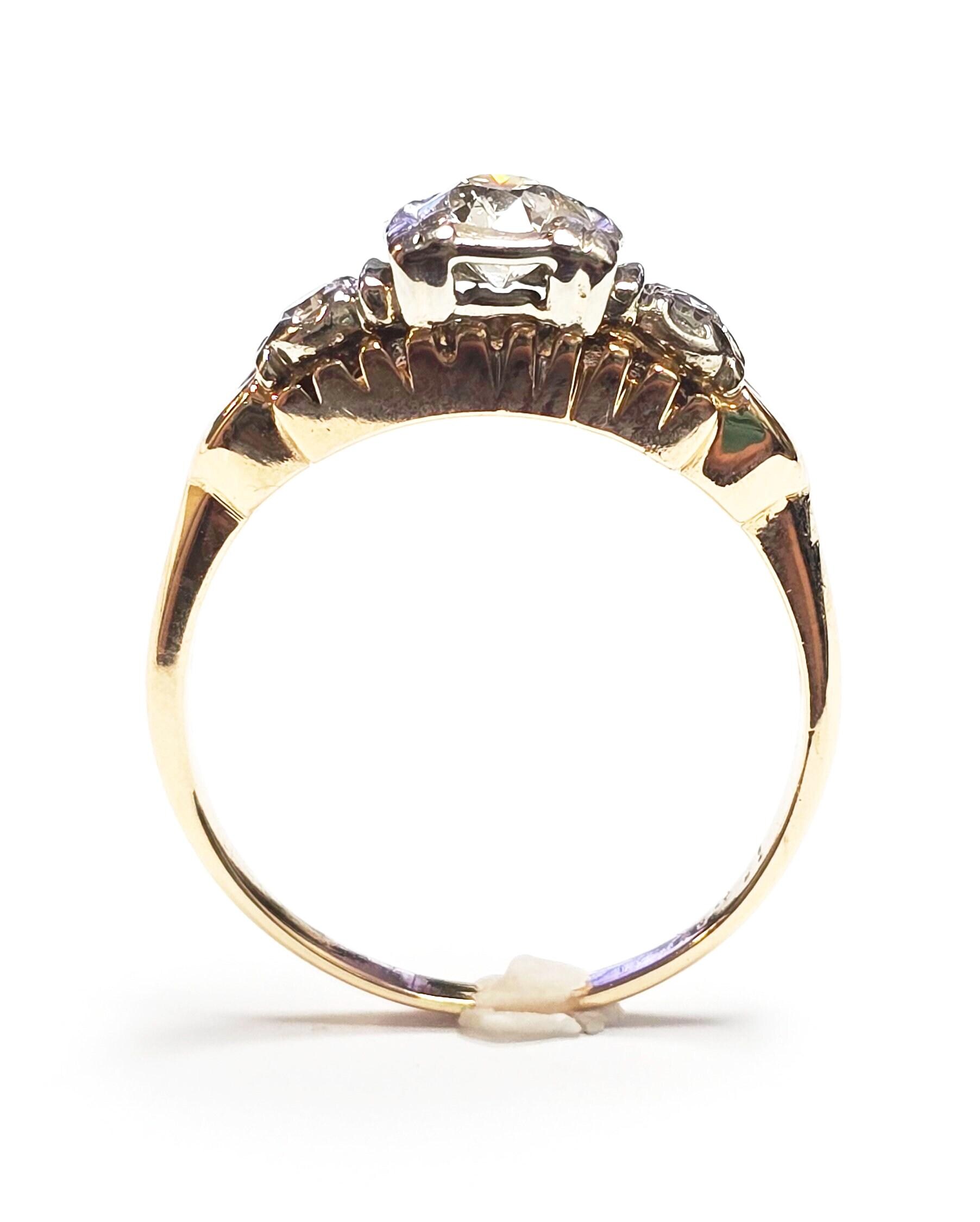 Vintage 14k Gold and Natural Diamond Engagement Ring - Etsy