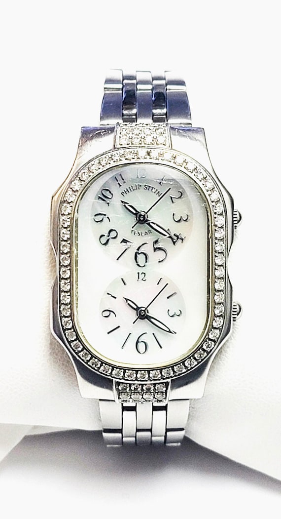 Philip Stein Ladies Teslar Dual Time Watch With Diamonds & Various