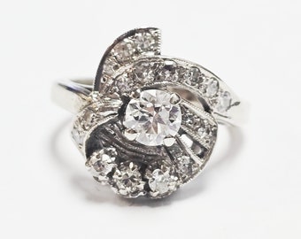 Vintage 14k White Gold Diamond Ring