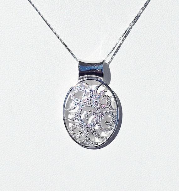 Vintage 14k White Gold Diamond Pendant