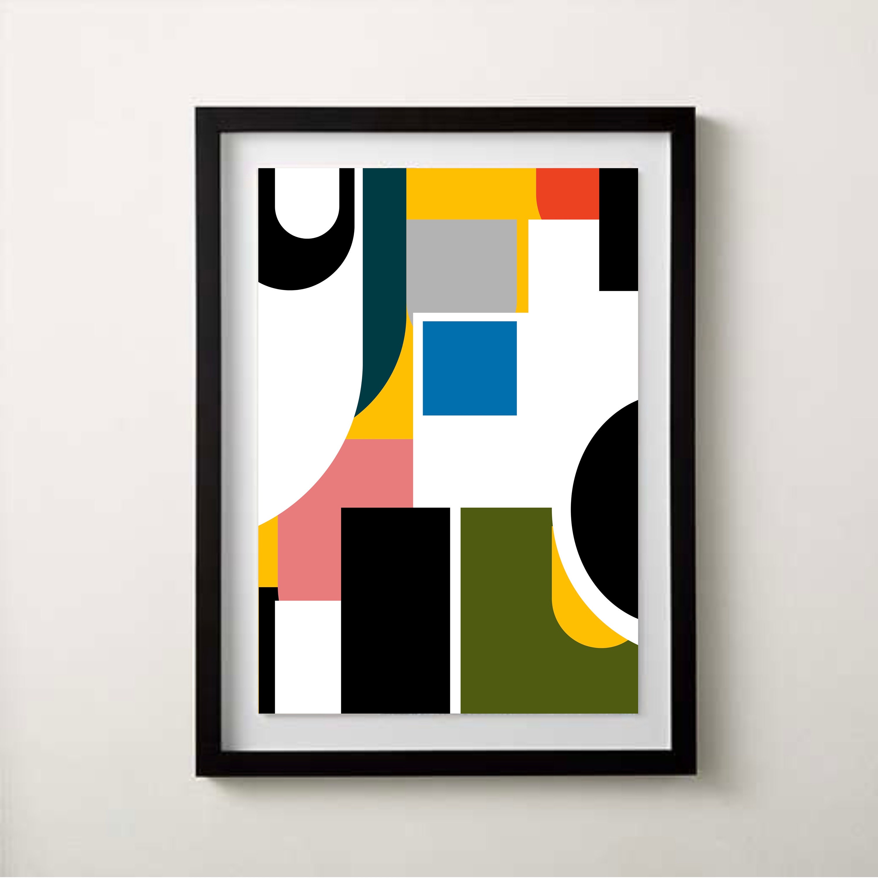 Mid Century Geometric Wall Art Print Download Colorful (title