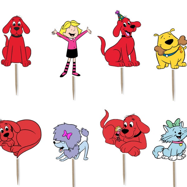 Clifford Cupcake Toppers 12pc, 24pc, 36pc