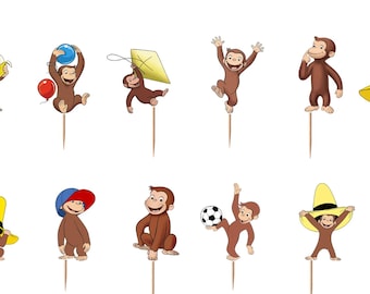 Curious George Cupcake Toppers 12pc, 24pc, 36pc