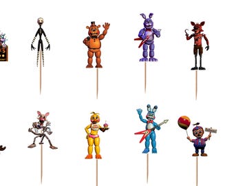 Adornos para cupcakes de Five Nights At Freddy's (12, 24 y 36 unidades)