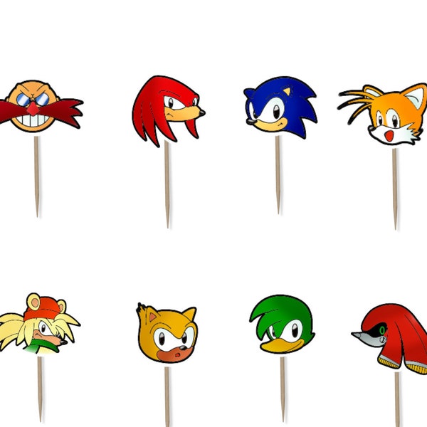 Sonic Cupcake Toppers 12pc, 24pc, 36pc