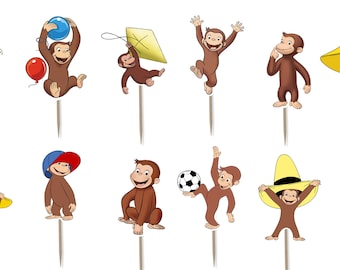 Curious George Cupcake Toppers 12pc, 24pc, 36pc