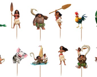 Moana Cupcake Toppers 12pc, 24pc, 36pc