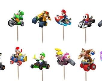 Mario Kart Cupcake Toppers 12pc, 24pc, 36pc