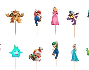Super Mario Galaxy Cupcake Toppers 12pc, 24pc, 36pc