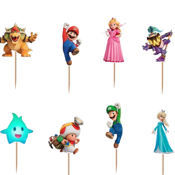 Super Mario Galaxy Cupcake Toppers 12pc, 24pc, 36pc