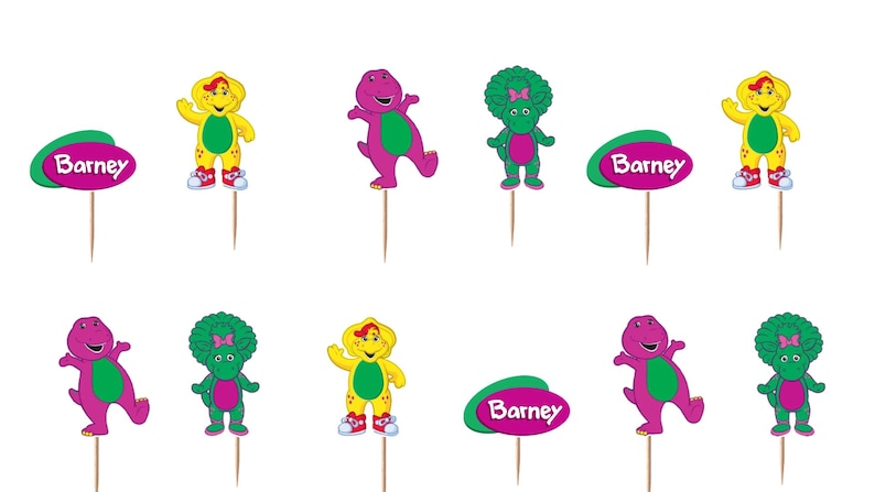 Barney Cupcake Toppers 12pc, 24pc, 36pc bild 1