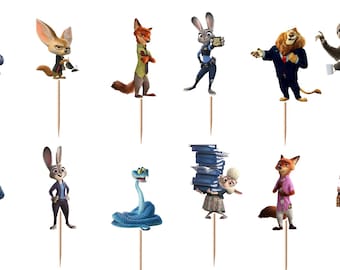 Zootopia Cupcake Toppers 12pc, 24pc, 36pc