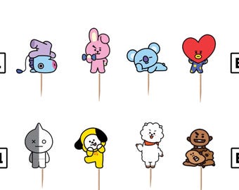 BTS Cupcake Toppers 12pc, 24pc, 36pc
