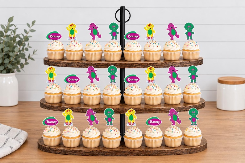 Barney Cupcake Toppers 12pc, 24pc, 36pc Barney 24pc