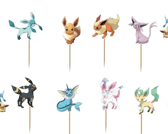 Eeveelutions Cupcake Toppers 12pc, 24pc, 36pc