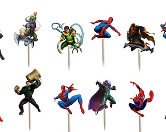 Spiderman V2 Cupcake Toppers 12pc, 24pc, 36pc