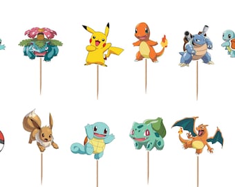 Pokemon Cupcake Toppers 12pc, 24pc, 36pc