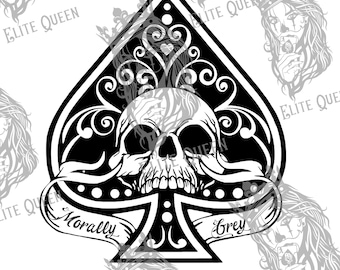 Caveira de Espadas - Moralmente Cinzenta - Romance Sombrio PNG - SVG (Download Digital)