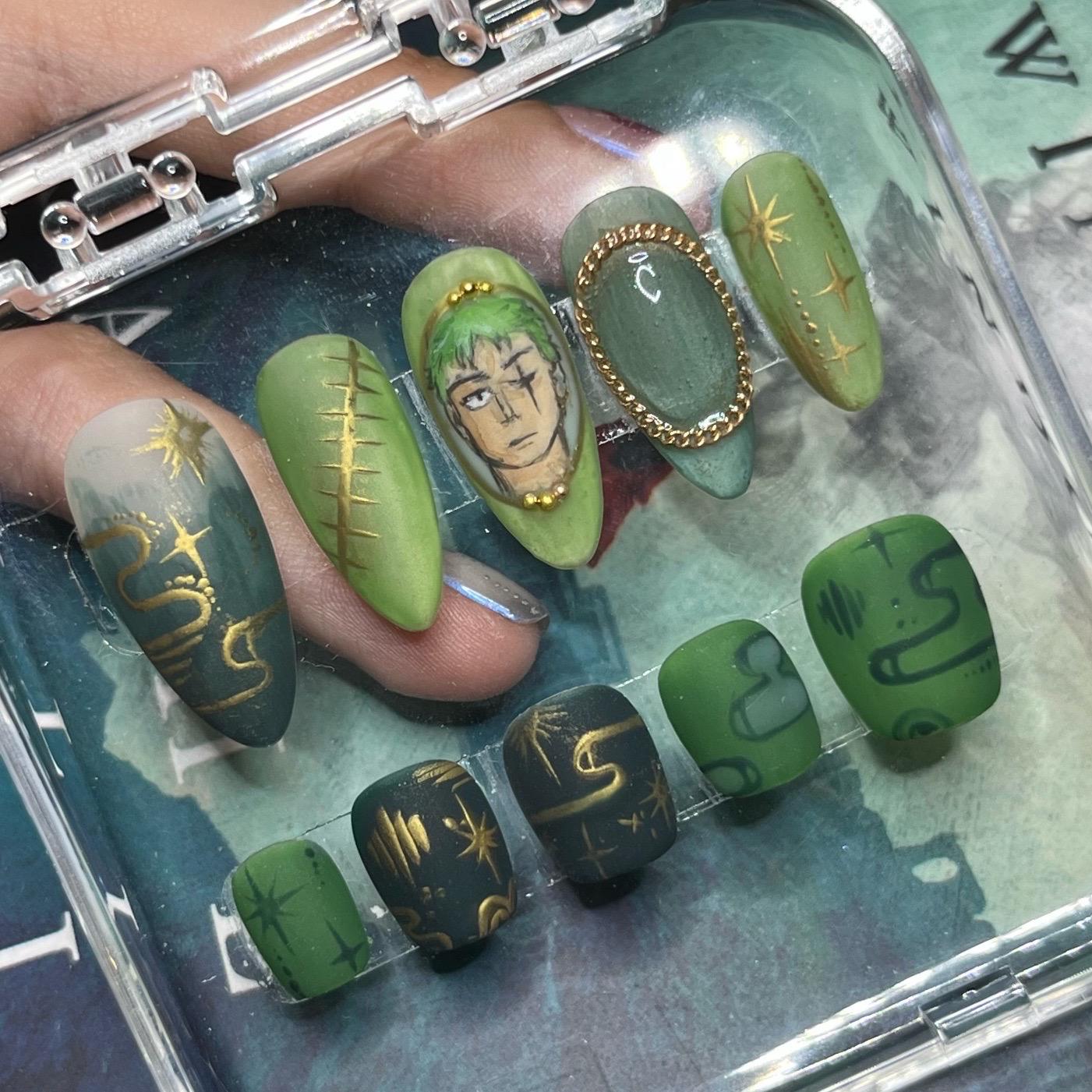 ネイルパーツ pino.la Zoro Custom Press on Nail Set, One Piece - Etsy