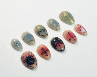 Kurapika and Kuroro/Chrollo press on nails, Hunter x Hunter