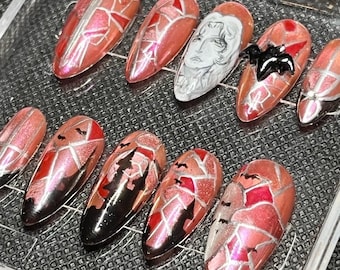 Alucard custom press on nail set, castlevania
