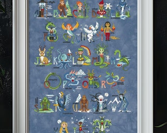 Legendary Creatures Alphabet - Cross Stitch PDF pattern