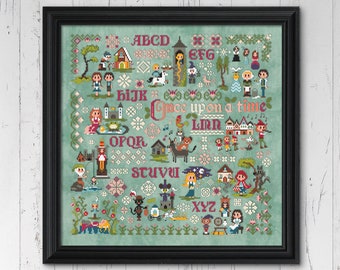 Grimm's Fairy Tales - cross PDF stitch pattern | Cinderella, Rapunzel, Puss in boots, Little red riding hood, Rumpelstiltskin, kids room