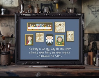 Leonardo da Vinci - Schema PDF Punto Croce - Mini Gallerie di Artisti