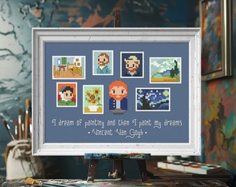 Vincent Van Gogh - Cross Stitch PDF pattern - Mini Artists Galleries