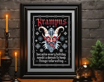 Krampus Christmas - Cross stitch PDF pattern | Instant download gothic alternative