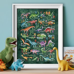 Patrón de punto de cruz del alfabeto de dinosaurios - Gráfico en PDF