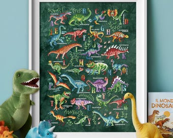 Schema per punto croce dell'alfabeto dei dinosauri - Tabella in PDF