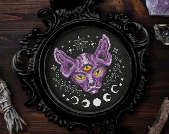 Witch Third Eye Cat - cross stitch PDF pattern | instant download