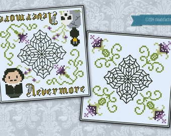 Nevermore biscornu - Cross stitch PDF pattern