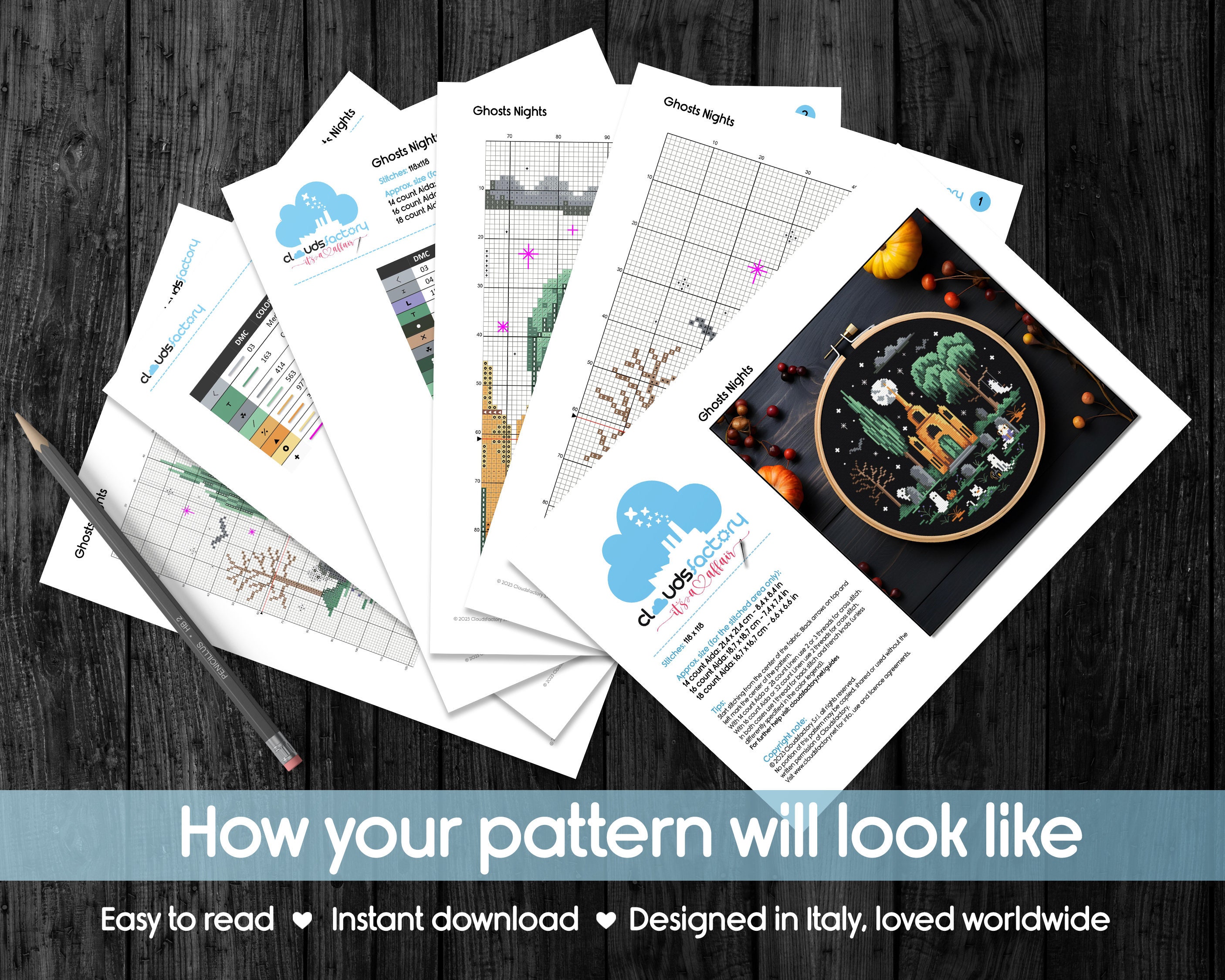 Enchanted Cemetery Night - Cross Stitch PDF Pattern | Instant Download ...