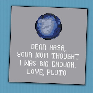 Science Pluto funny quote - PDF cross stitch pattern