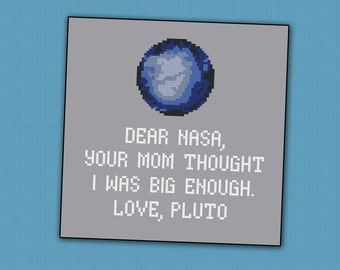 Science Pluto funny quote - PDF cross stitch pattern