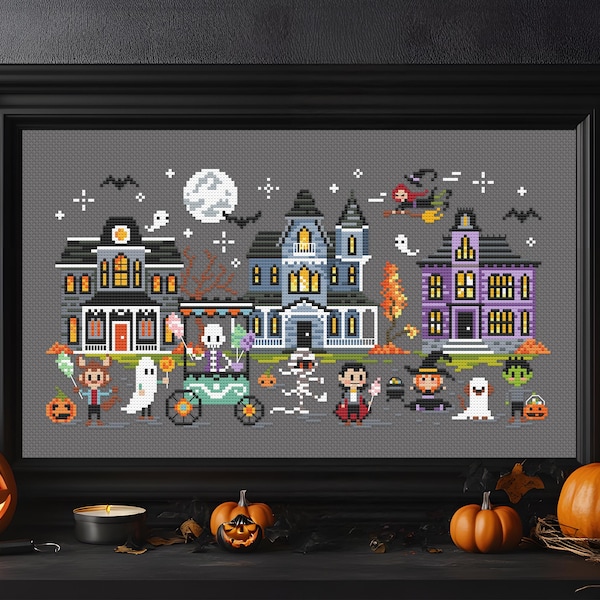 Halloween Trick or Treat Lane - Cross Stitch PDF pattern