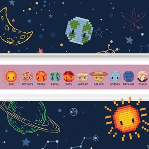 Mini Solar System PDF cross stitch pattern Instant download space sun pluto mars astronomy kids image 6