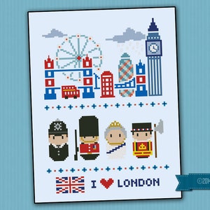 London icons - Mini people around the world - PDF cross stich pattern