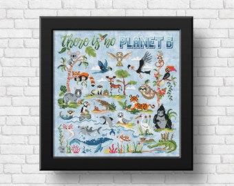 There is no Plant B - PDF cross stitch pattern (animals, endangered species, embroidery)