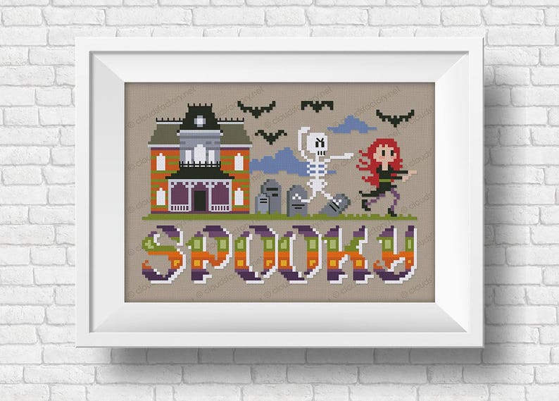 Spooky Halloween Worlds Cross Stitch Pattern