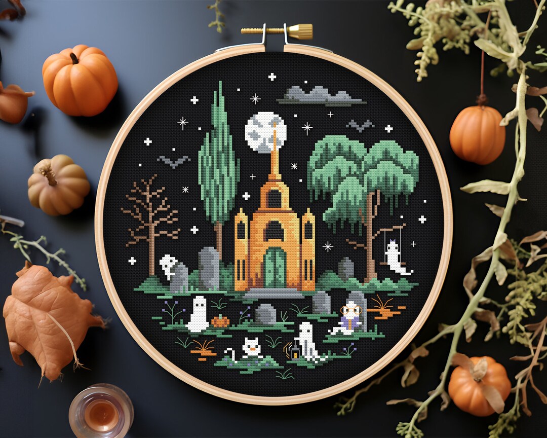 Enchanted Cemetery Night - Cross Stitch PDF Pattern | Instant Download ...