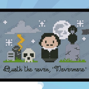 Edgar Allan Poe - Nevermore - Cross stitch PDF pattern