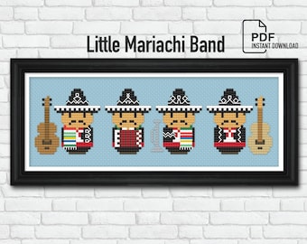 Little Mariachi Band - cross stitch pattern PDF