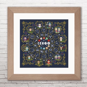 Zodiac Sampler PDF cross stitch pattern instant download astrology sign image 1