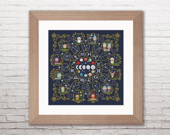 Zodiac Sampler - PDF cross stitch pattern | instant download astrology sign