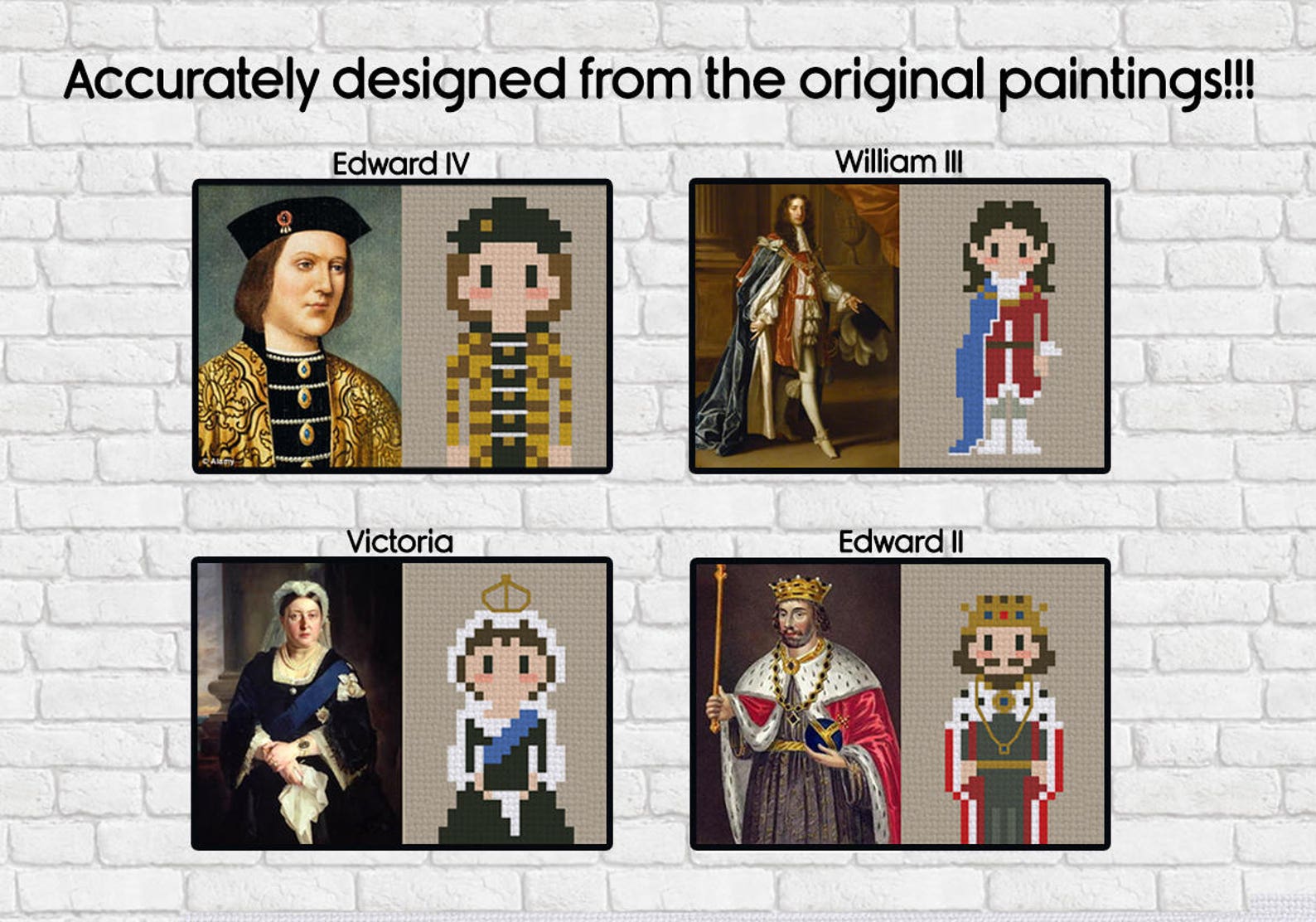 Kings and Queens of the United Kingdom PDF cross stitch Etsy