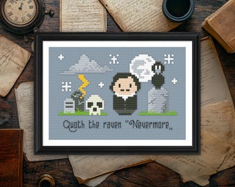 Edgar Allan Poe - Nevermore - Cross stitch PDF pattern